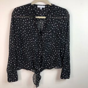 Sheer black floral blouse size s